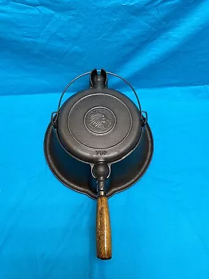 Wapak Indian Head Cast Iron Double Ball Tall Base Waffle Iron  HTF • $1299.99