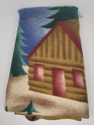 Fleece Blanket Cabin Canoe Moose Camping Throw Brown 55 ×44  Soft  • $15.19