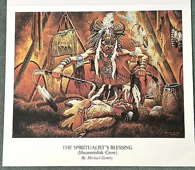 Michael Gentry Art Card THE SPIRITUALIST'S BLESSING Crow Indian Medicine Man • $9.99