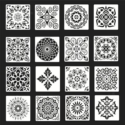 16Pcs/Set Painting Stencils Reusable Mandala Templates Floor Wall Tile Paint • £6.95