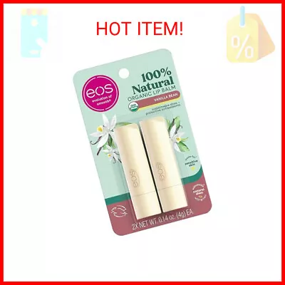 Eos 100% Natural & Organic Lip Balm Sticks- Vanilla Bean All-Day Moisture Derm • $8.87