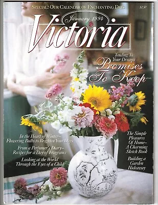 Vintage VICTORIA Magazine JAN 1994 Crafts Home & Garden Antiques Fashion • $11.48