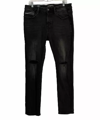 Cult Individuality Punk Super Skinny Black Jeans 36 34 X 30 Distressed Logo • $79.99