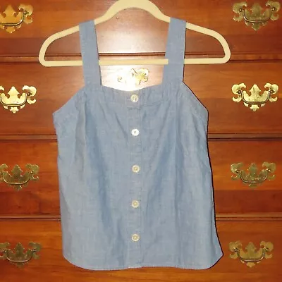 RE-IMAGINED J Crew AY563 Chambray Button Front Sleeveless Square Neck Top XS • $14.99