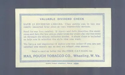 (9) 1930s Mail Pouch Company  VALUABLE DIVIDEND CHECK For Gifts  4  X 2 1/2  • $6.99