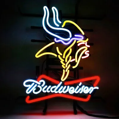 B Udweiser Beer Minnesota Vikings Man Cave 20 X16  Neon Sign Light Lamp Bar Wall • $130.79