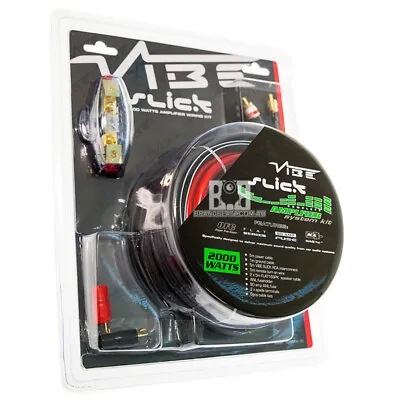 Vibe Slick 2000W Watts 4 Gauge AWG Car Van Amp Amplifier Bass Wiring Kit VSAWK4 • £31.99