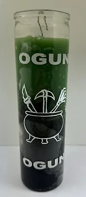 Orisha Ogun Green And Black Wax 7 Day Glass Jar Ritual Type Unscented Candle • $6