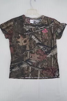 Mossy Oak Womens Shirt Short Sleeve Break Up Infinity Camo Hunting Pink Logo • $5.57