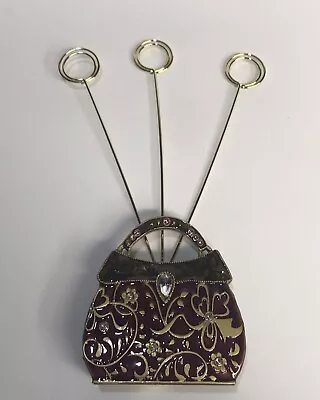 Enameled Purse~Photo Holder Tree. Gold Tone Metal Wire For Photos ~Cards~Note. • $14.99