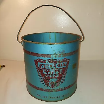 Vintage Falls City Minnow Bucket Pail Angler’s Choice BLUE Cabin Decor • $35.99