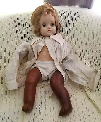 Vtg 1940- 50s Baby Doll Ideal Magic Skin? Creepy Scary Beautiful W Vtg Dress • $39.99