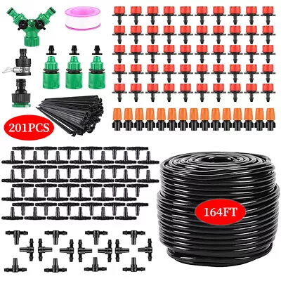 50M Drip Irrigation System Garden Lawn Plant Timer Self Watering Hose Spray Kit • $22.99