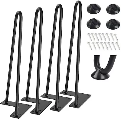 Set Of 4 Coffee Table Metal Hairpin Legs Bar Black 6  - 28  Solid Iron • $18.49