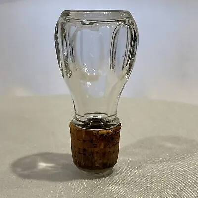 Vintage Glass Stopper With Cork 3.5” Tall Hollow • $10