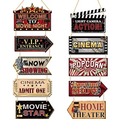 10 Pieces Wooden Movie Theater Decor Hanging Vintage Theater Room Decor Classic • $20.87