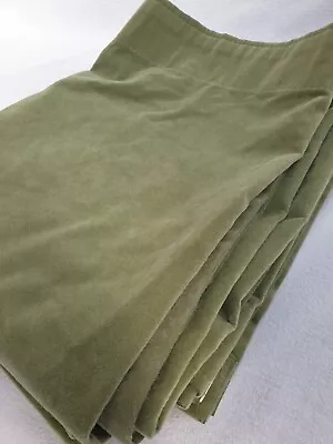 Vintage Velour Velvet Curtains Soft Green Sage Retro Home Fabric Lined 45 X 72  • £30