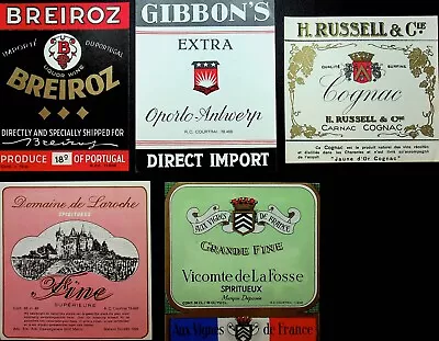 Vintage Lot Of New Unsed Five Wine Labels For Framing - A12-25 • $13