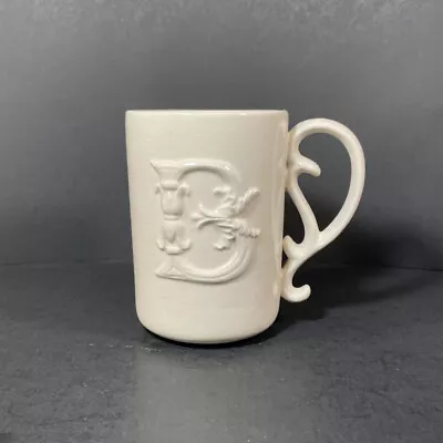 Mud Pie B Initial Mug Ornate Raised Letter Monogram Ceramic Cup Scroll Handle • $12