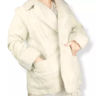 Cream Faux Fur Jacket Sherpa Afghan Penny Lane 70s Fluffy Ricki Della 16 Vintage • $110