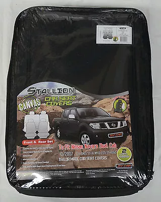 Black Full Car Pack Poly Canvas Seat Covers For Nissan Navara D40 07-on • $139