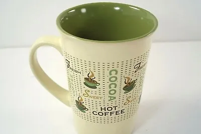 Mulberry Home Collection. Ceramic. Coffee Sweet Cocoa Mug. Cream & Green Inside • $9.99