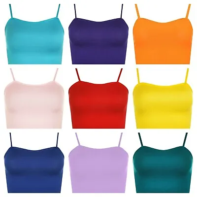 Womens Ladies Sleeveless Strappy Bandeau Plain Camisole Boobtube Bralet Crop Top • £5.84