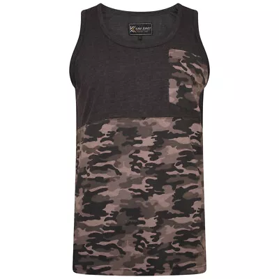 Mens KAM Camouflage Sleeveless Vest Cotton Gym Top Running Big Size 2-8XL • £13.49