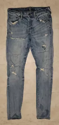 PRPS Le Sabre Slim Stretch Tapered Fit Jeans Blue Distressed Ripped Holes 30x32 • $40