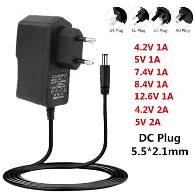 AC 110-240V EU/US Plug Power Supply Charger 4.2V 8.4V 12.6V 1A 2A Power Adapter • $9.06