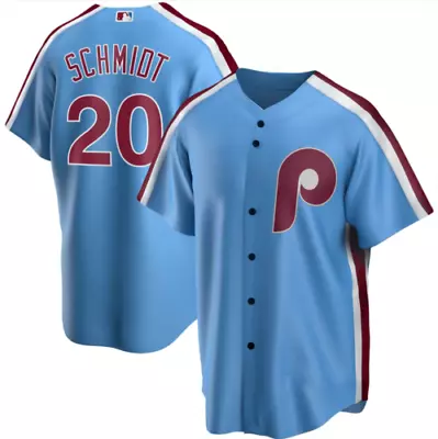 Mike Schmidt #20 Phillies Print Baseball Jrsey Light Blue For Men Unisex Size  • $34.83