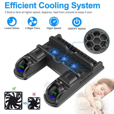$33.89 • Buy For PS4 Pro / Slim Vertical Stand + Cooling Fan Controller Charging Dock Station