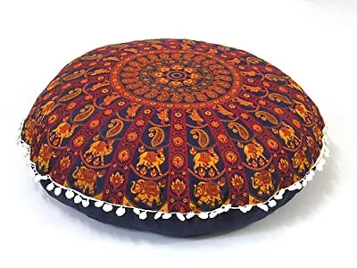 22  Mandala Meditation Floor Pillows Pouf Round Seating Multi Elephant Camel • $20.53