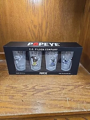 CC Filson X Popeye - Pint Glass 4 Piece Set - Limited Edition - Beer Glasses NEW • $90