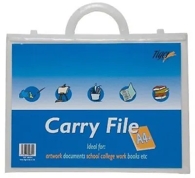 Clear A4+ Foolscap Art Portfolio Folio Folder Flat Carry Case + HandLe • £8.49