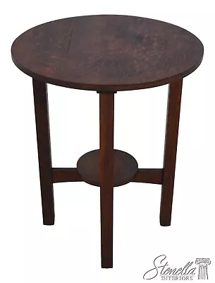 F63851EC: L&JG STICKLEY Antique Round Mission Oak Lamp Table • $1795