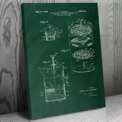 French Press Patent Canvas Print Coffee Shop Art Barista Gift Kitchen Wall Art • $49.95