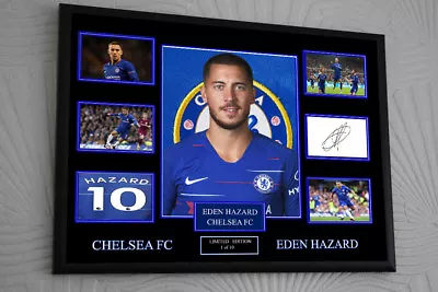 EDEN HAZARD CHLSEA Framed A3 Canvas Tribute Limited Edition Print  Signed    • £34.99