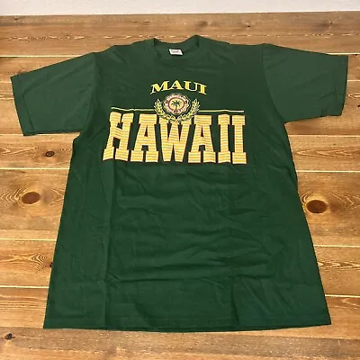 Vintage Maui T Shirt Green Sz L Hawaii Made In USA 90s Travel Cotton • $31.68
