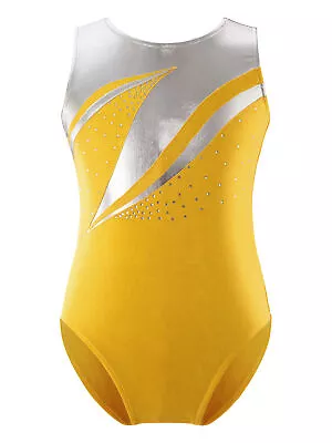 UK Girl Shiny Metallic Gymnastic Unitard Ballet Dance Leotard With Shorts Set • £5.82