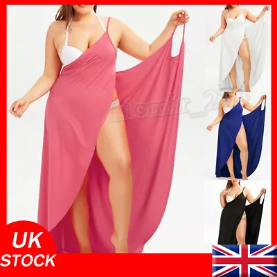 UK Women Bikini Cover Up Swim Beachwear Long Maxi Wrap Sarong Beach Dress • £7.55