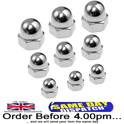 £3.29 • Buy Dome Nut Acorn Domed Nuts DIN 1587 M3 M4 M5 M6 M8 M10 Stainless Steel 