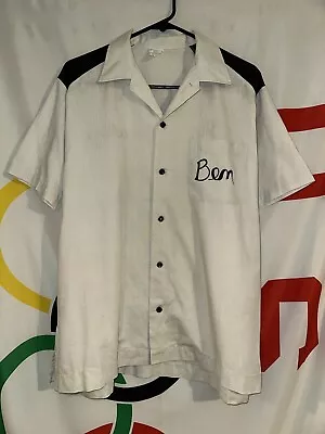 Vintage Hilton Bowling Shirt Mens 2XL White Button Up White 80s 90s Retro • $39.97