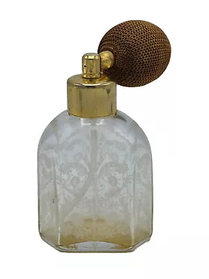 Vintage Rare Murano Clear Etch Glass Perfume Atomizer Bottle • $49.99