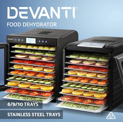 Devanti Food Dehydrator Stainless Steel Beef Jerky Dehydrators Fruit Dryer Maker • $122.95