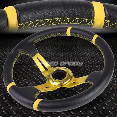 3.5  Deep Dish Gold Spoke/stripes Lightweight 6-bolt Racing Steering Wheel • $31.88