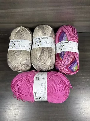 Mary Maxim Fresh Baby Yarn 2x Desert Sands 1x Splash & 1 Pink Sorbet (400g) • $18.90