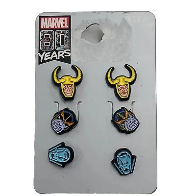 New Marvel 80 Years Avengers Villains 6 Stud Earrings Loki Thanos Ultron 3 Sets • $4.28