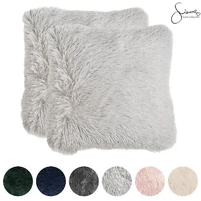 £7.99 • Buy Sienna Set Of 2 Fluffy Cushion Covers Shaggy Set Scatter Sofa 18  X 18