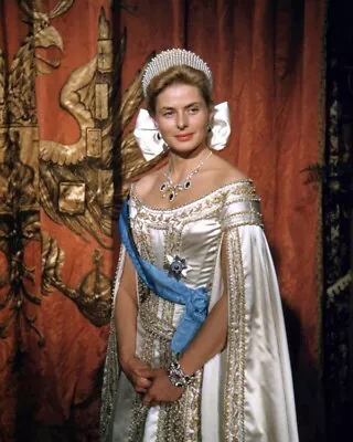 Ingrid Bergman Dressed Ib Elegant Royal Costume With Tiara Vivid Color Photo • $14.99